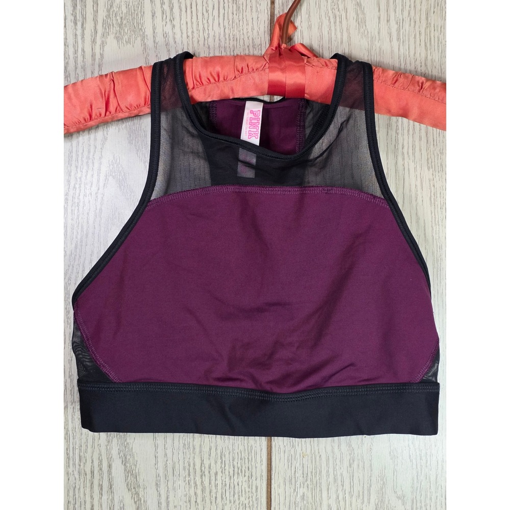 Victoria's Secret PINK High Neck Mesh Racerback Sports Bra Plum 356717-8HH